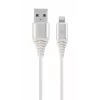Cabo Gembird USB 2.0 para Lightning (8 pinos) com revestimento têxtil, 2 m, branco