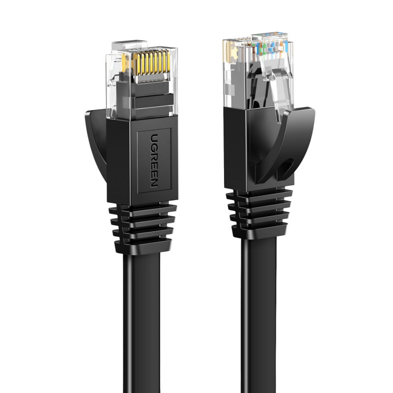 Cabo de rede Ugreen Cat6 U/UTP RJ45 plano, 0,5 m, preto