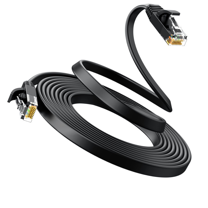 Cabo de rede Ugreen Cat6 U/UTP RJ45 plano, 0,5 m, preto