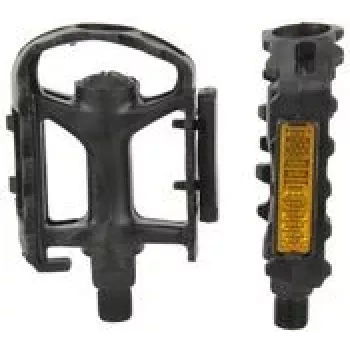 Pedais de bicicleta FISCHER, para BTT, plástico preto, com refletores laterais - 1 unid.