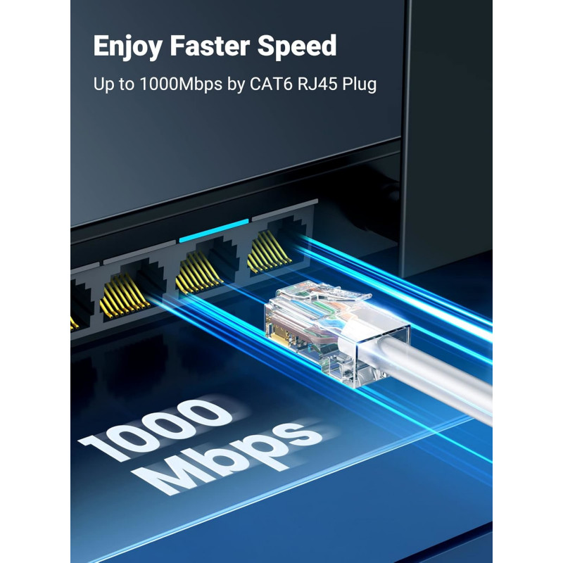 UGREEN fichas modulares RJ45 Cat6 (50 unidades) – transparente com contactos dourados