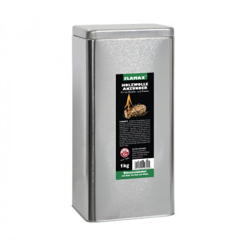 Acendedor ecológico de lã de madeira Flamax 1kg em lata metálica