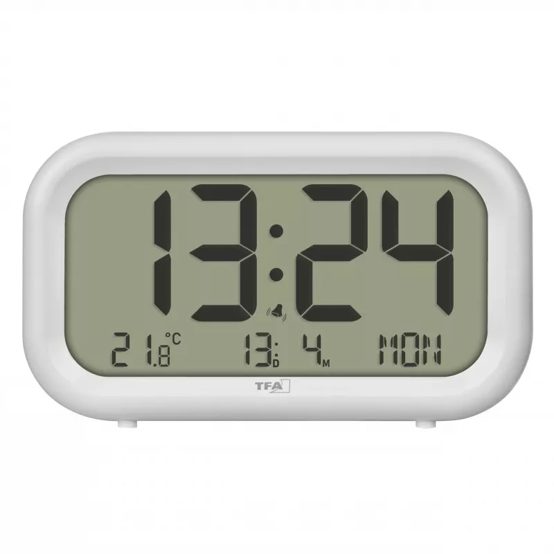 Despertador de quartzo TFA Dostmann 60.2052.02 branco 2 alarmes visor grande, som de alarme extra forte