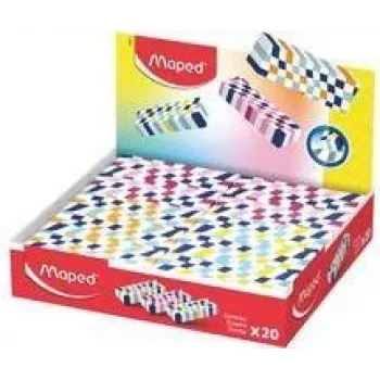 Borracha de plástico Maped, xadrez colorida, sem ftalatos e PVC, expositor de 20 (123501)