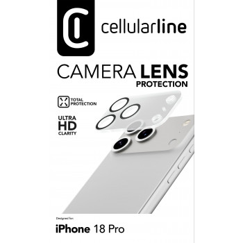 Proteção de objetiva Cellularline para iPhone 18 Pro, transparente