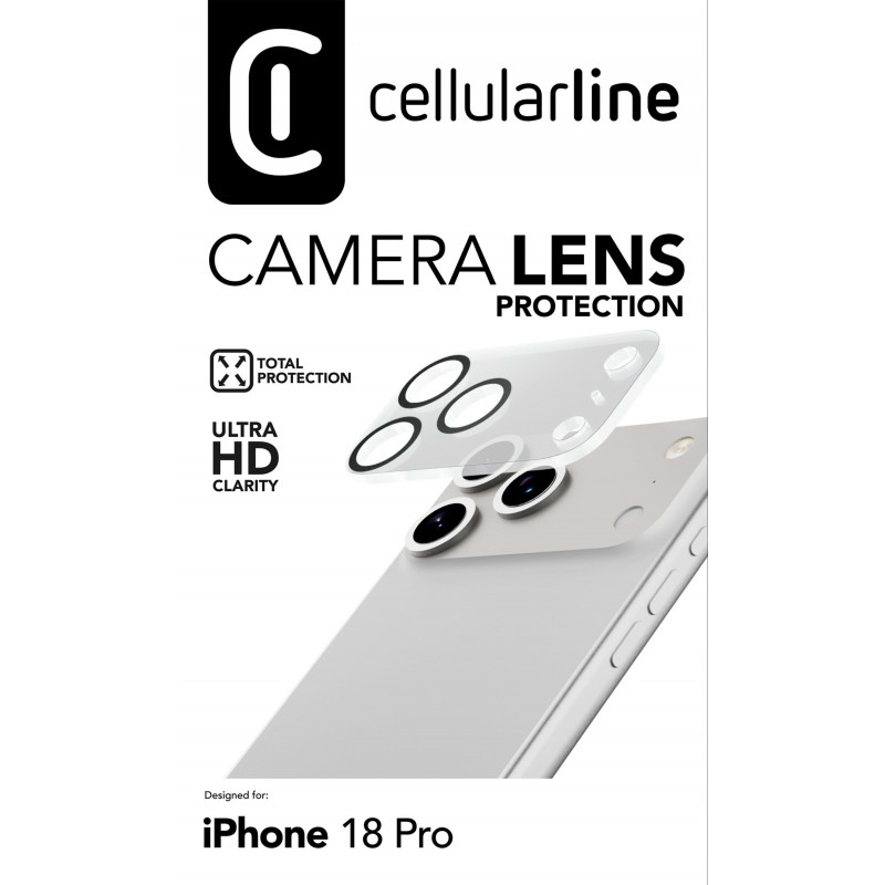 Proteção de objetiva Cellularline para iPhone 18 Pro, transparente