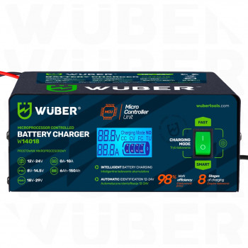 Carregador de bateria de automóvel com microprocessador Wuber W14018, 10 A, 6-150 Ah, 2-24 V