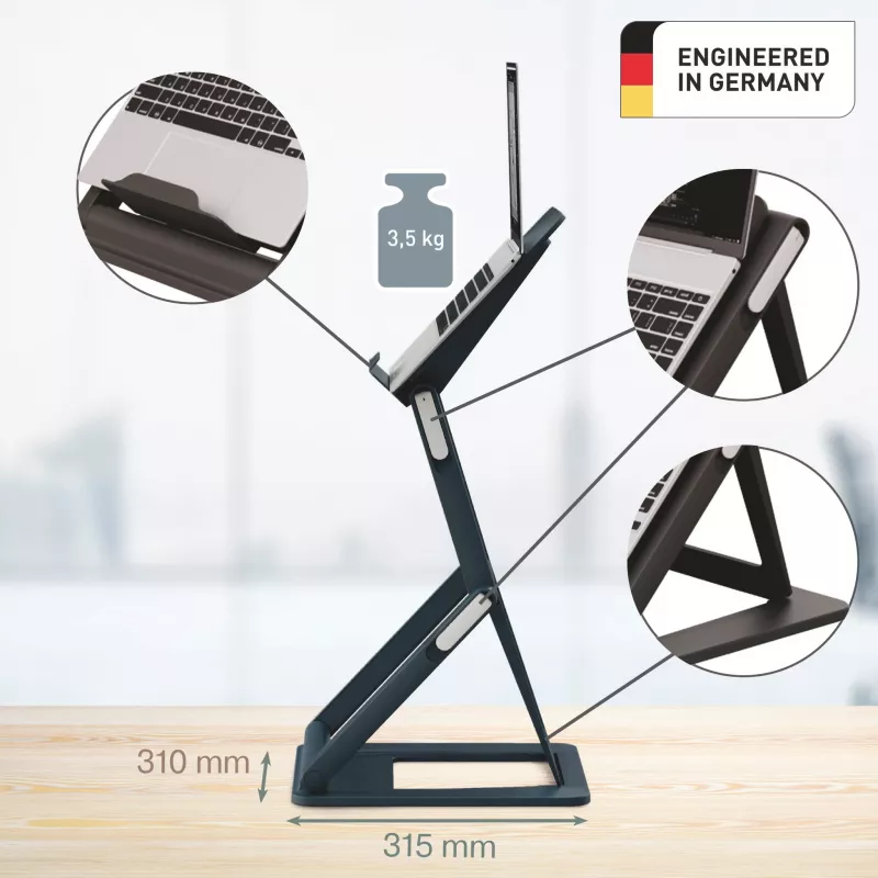 Leitz Ergo Suporte para portátil 2 em 1 sentado/em pé, preto (65890089)
