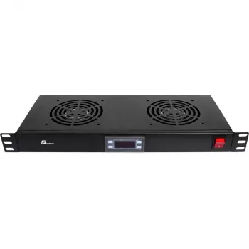 Getfort Painel de ventilação para rack 1U com 2 ventoinhas e termostato (GF-FAN2TR)