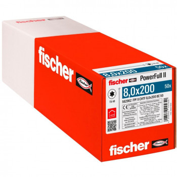 Fischer Parafuso para madeira PowerFull II 8.0x200 ZK TX VG (50 unid., rosca total, zincado)