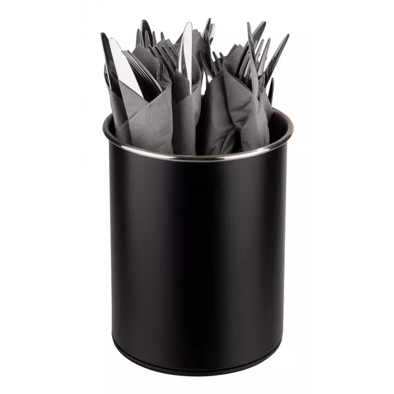 APS porta-talheres rotativo, preto, aço inoxidável, superfície interior mate