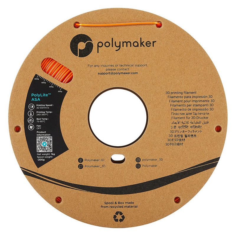 Polmask ASA 1,75 mm Laranja 1 kg Filamento para impressora 3D