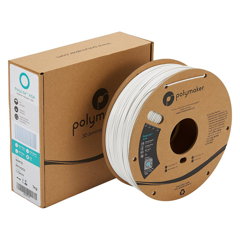 Filamento para impressora 3D Polmask ASA, 1,75 mm, 1 kg – branco (PF01002)