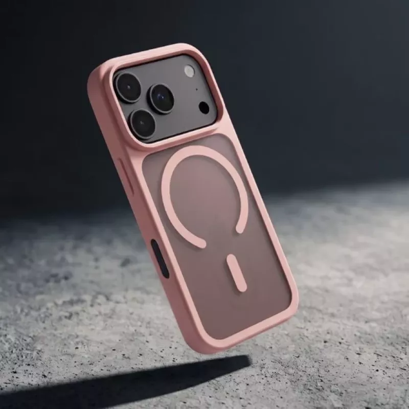 Capa magnética Crong Matte MagSafe para iPhone 18 Pro Max / 17 Pro Max, rosa