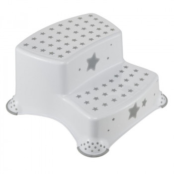 Banco de degraus keeeper kids igor stars, dois níveis, branco com estampa, carga máxima: 120 kg, com pés antiderrapantes