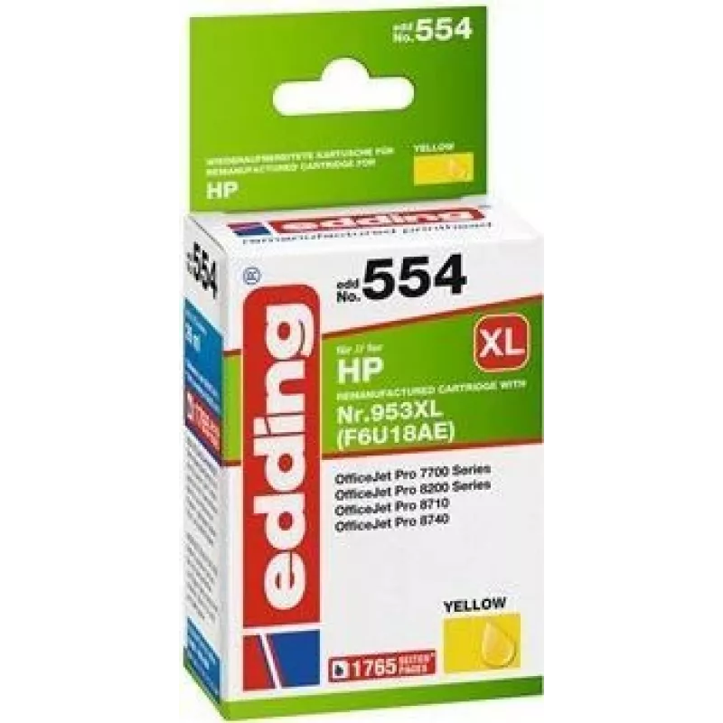 Cartucho de tinta compatível Edding EDD-554, elevado rendimento (XL), amarelo (18-554)