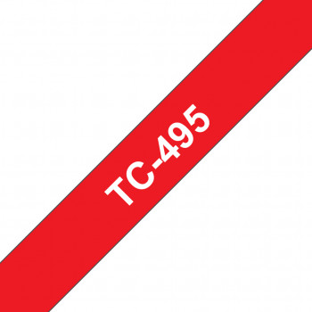 Brother TC-495 Fita de laminagem, branco sobre vermelho (TC495)
