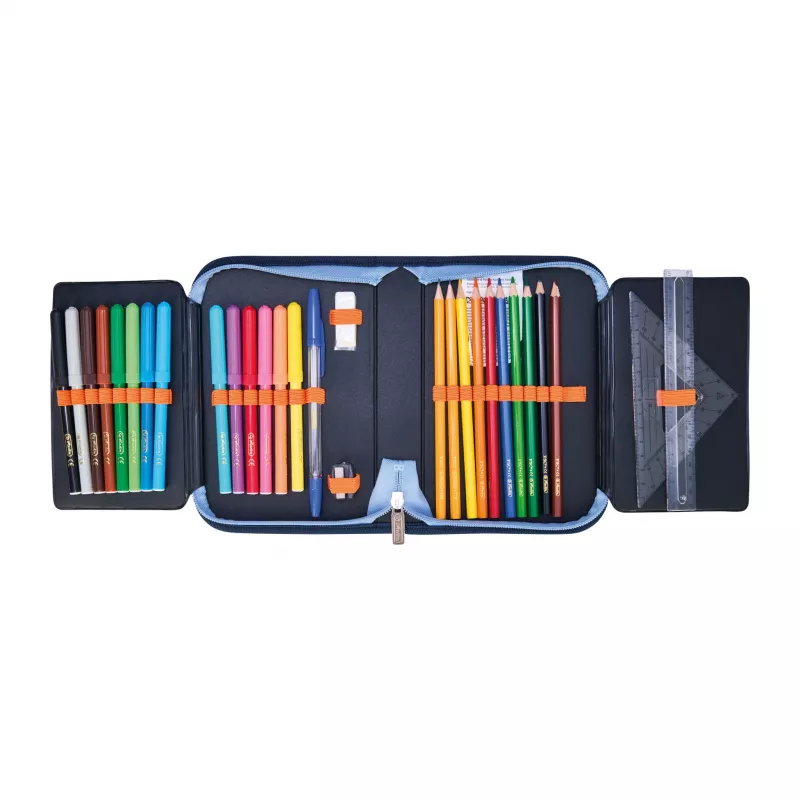 Estojo herlitz Tech Mech, 31 peças em poliéster, dimensões: (L)205 x (P)140 x (A)38 mm, 2 abas