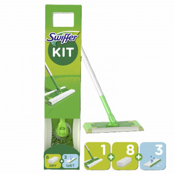 Conjunto inicial Swiffer Sweeper com 11 panos de limpeza (8 unid. secos + 3 unid. húmidos)