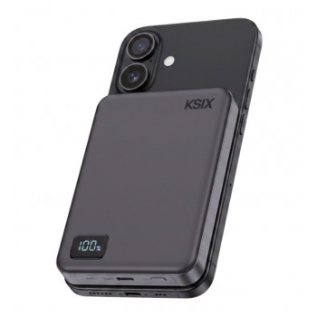 Powerbank Ksix Powerbank Magslim 10000 mAh magnética 15W USB-C PD 20W com ecrã digital preta