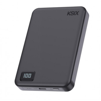 Powerbank Ksix Powerbank Magslim 10000 mAh magnética 15W USB-C PD 20W com ecrã digital preta