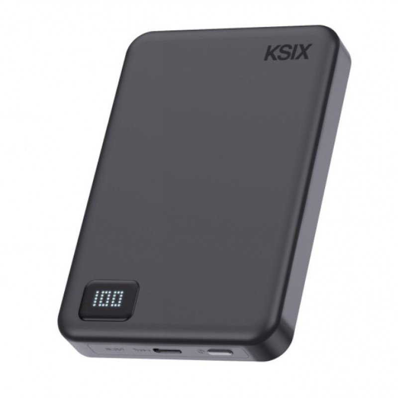 Powerbank Ksix Powerbank Magslim 10000 mAh magnética 15W USB-C PD 20W com ecrã digital preta