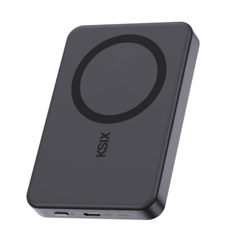 Powerbank Ksix Powerbank Magslim 10000 mAh magnética 15W USB-C PD 20W com ecrã digital preta