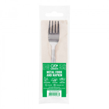 Conjunto de garfo e guardanapo de metal Gogreen Go Green