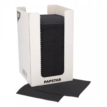 Guardanapos de cocktail PAPSTAR PUNTO, 200 x 200 mm, tissue preto, 2 folhas, dobra 1/4, com Dot on Dot Micro