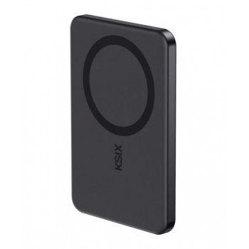 Powerbank Ksix Magslim 5000 mAh magnética USB-C PD 20W ecrã digital preto