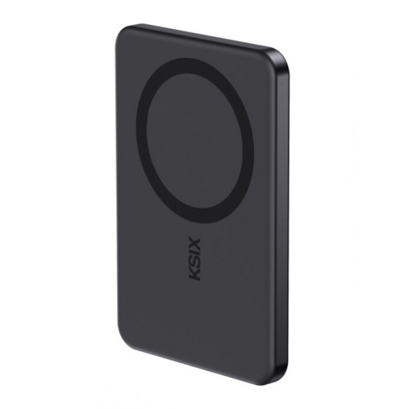 Powerbank Ksix Magslim 5000 mAh magnética USB-C PD 20W ecrã digital preto