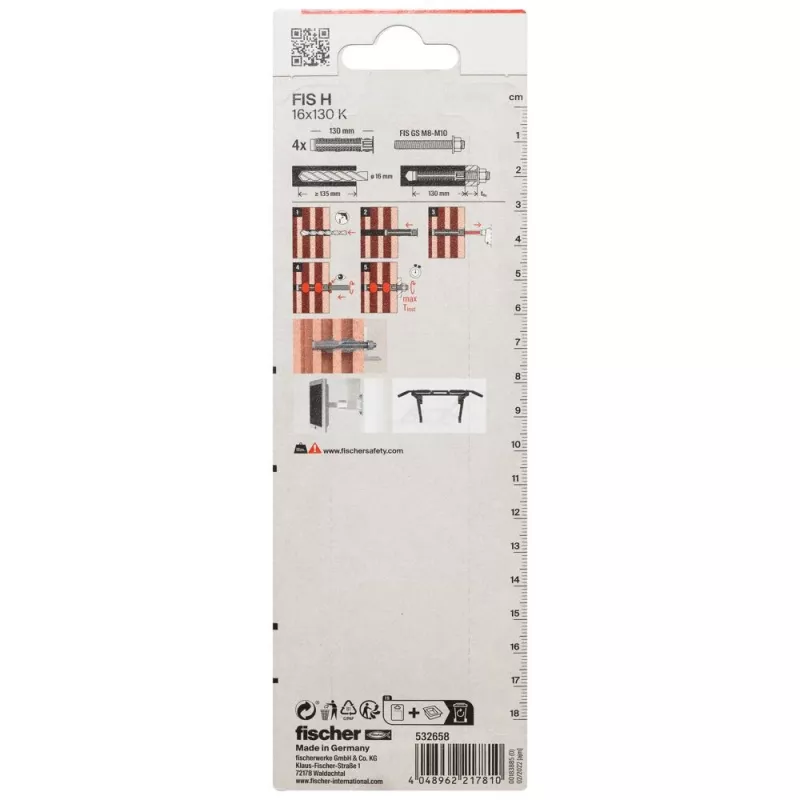 Bainha de ancoragem por injeção Fischer FIS H 16 x 130 K K NV 130 mm 532658