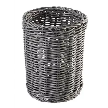 Cesto de talheres APS ECONOMIC, diâmetro: 120 mm, cinzento em polipropileno, tecido à mão, altura: 150 mm