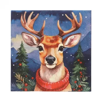 Guardanapos de Natal PAPSTAR motivo rena 330 x 330 mm, impressos, dobrados em 1/4, 3 folhas