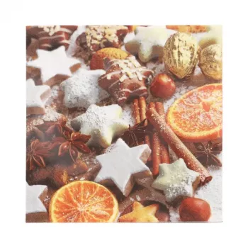 Guardanapos de Natal PAPSTAR “Cinnamon Stars” 330 x 330 mm, impressos, dobrados em 1/4, 3 folhas