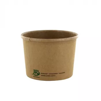 Copos de sopa PAPSTAR pure, redondos, 350 ml, castanhos, cartão de fibra virgem não branqueado com revestimento biológico