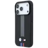 Capa MagSafe BMW M Quadrille Kevlar Anthrazit & Tricolor Print Lines para iPhone 18 Pro Max / 17 Pro Max, preto