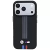 Capa MagSafe BMW M Quadrille Kevlar Anthrazit & Tricolor Print Lines para iPhone 18 Pro Max / 17 Pro Max, preto