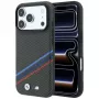 Capa MagSafe BMW M Quadrille Kevlar Print Tricolor Lines & Metal Logo para iPhone 18 Pro / 17 Pro, antracite