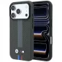 Capa MagSafe BMW M Quadrille Kevlar Tricolor Print Lines para iPhone 18 Pro Max / 17 Pro Max, antracite