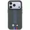 Capa MagSafe BMW M Quadrille Kevlar Tricolor Print Lines para iPhone 18 Pro Max / 17 Pro Max, antracite