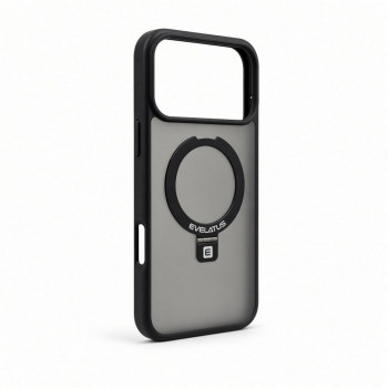 Capa Evelatus Shield com MagSafe e suporte para Apple iPhone 18 Pro Max, anel fosco, preta