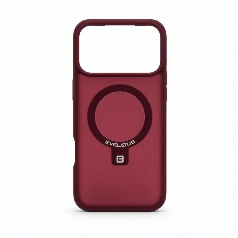 Capa Evelatus Shield com MagSafe e suporte para Apple iPhone 18 Pro Max, anel fosco, bordô