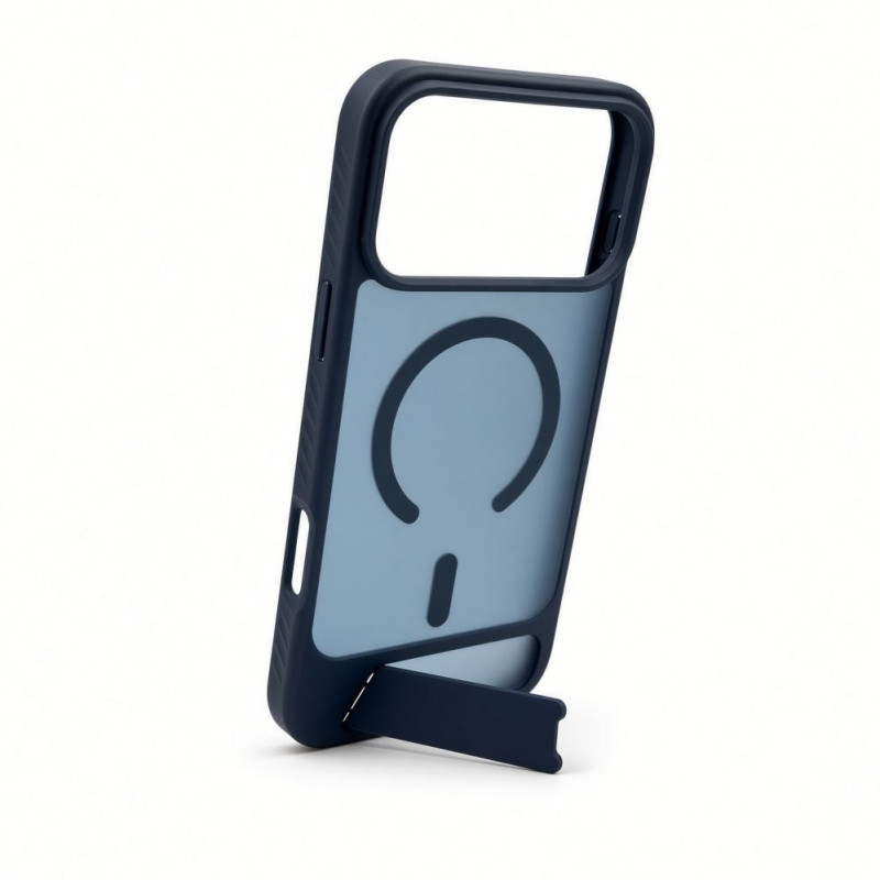 Capa MagSafe Evelatus com revestimento de borracha e suporte para Apple iPhone 18 Pro Max, azul-marinho