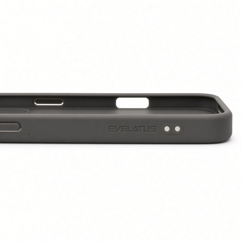 Capa Evelatus Shield com MagSafe e suporte para Apple iPhone 18 Pro Max, anel fosco, cinzento-fumo