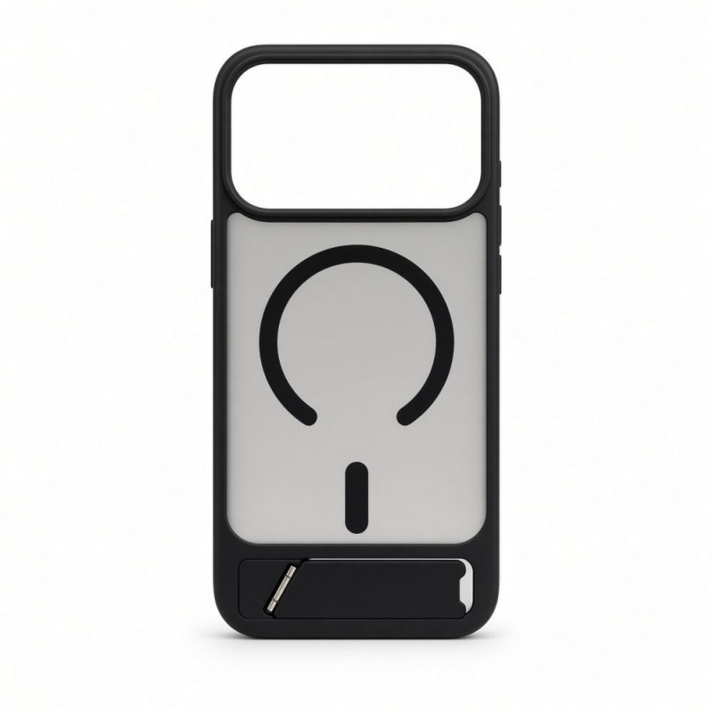 Capa MagSafe Evelatus com revestimento de borracha e suporte para Apple iPhone 18 Pro Max, preta