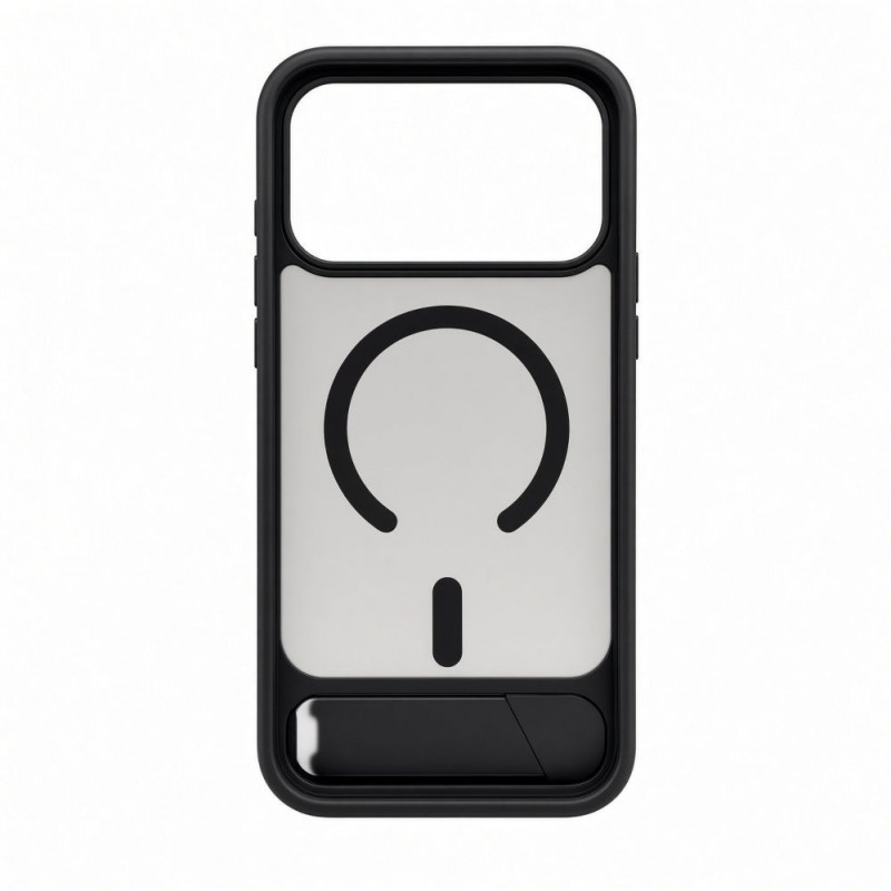 Capa MagSafe Evelatus com revestimento de borracha e suporte para Apple iPhone 18 Pro Max, preta