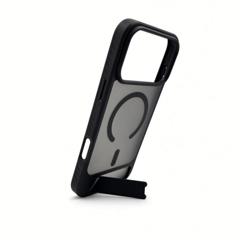 Capa MagSafe Evelatus com revestimento de borracha e suporte para Apple iPhone 18 Pro Max, preta