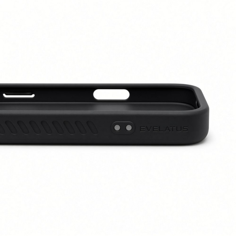 Capa MagSafe Evelatus com revestimento de borracha e suporte para Apple iPhone 18 Pro Max, preta