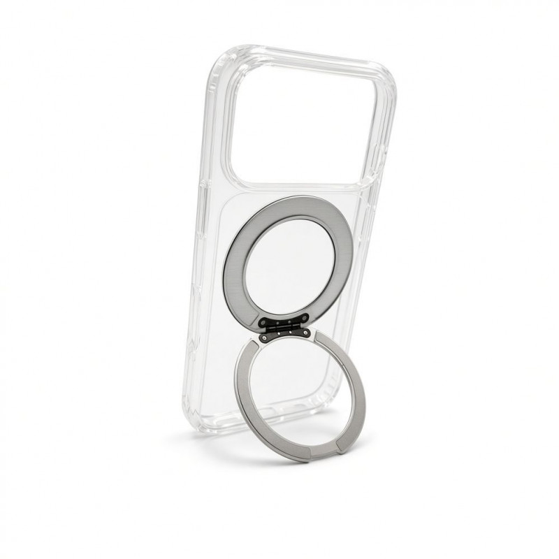 Capa híbrida MagSafe Evelatus com suporte metálico 360 para Apple iPhone 18 Pro Max, PC+TPU, transparente
